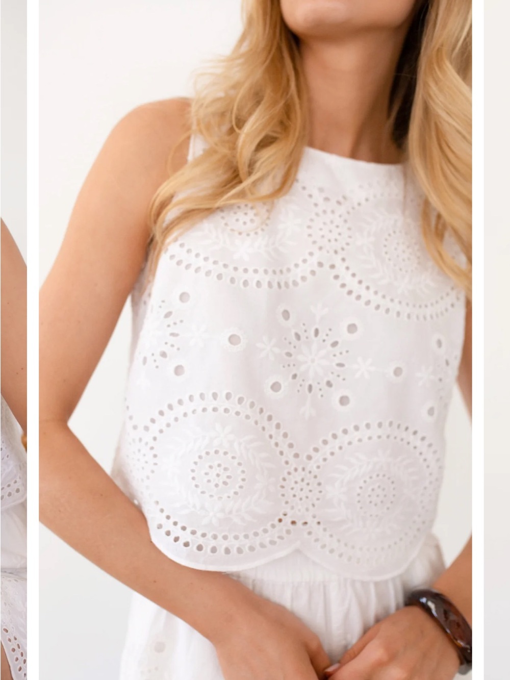 Sleeveless White Eyelet Cotton Top